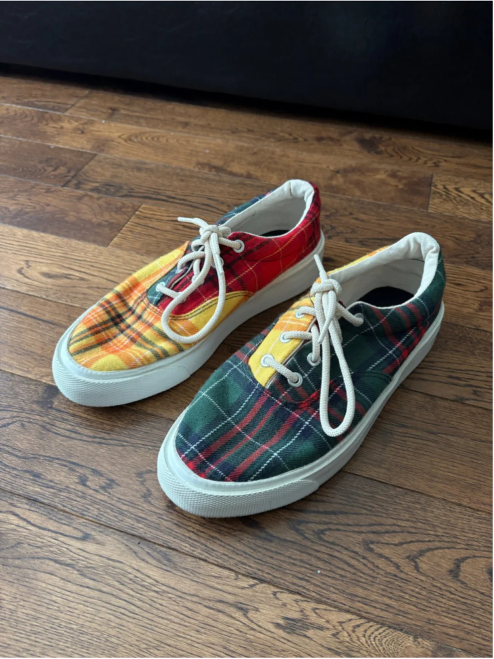Converse Plaid Sneakers, Multi-color Red Green Yellow Unisex M 5/ W 6.5